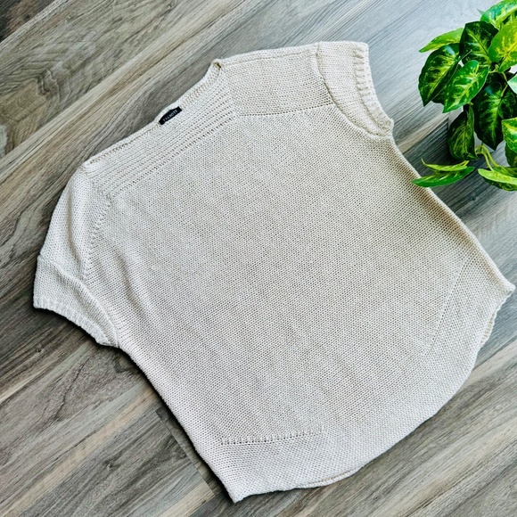Talbots Linen Cap Sleeve Oversized Pullover Beige Knit Sweater Top - Size S - Picture 11 of 11